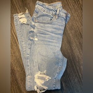 American Eagle Outfitters Women's Ripped Skinny Jeans - Light Blue